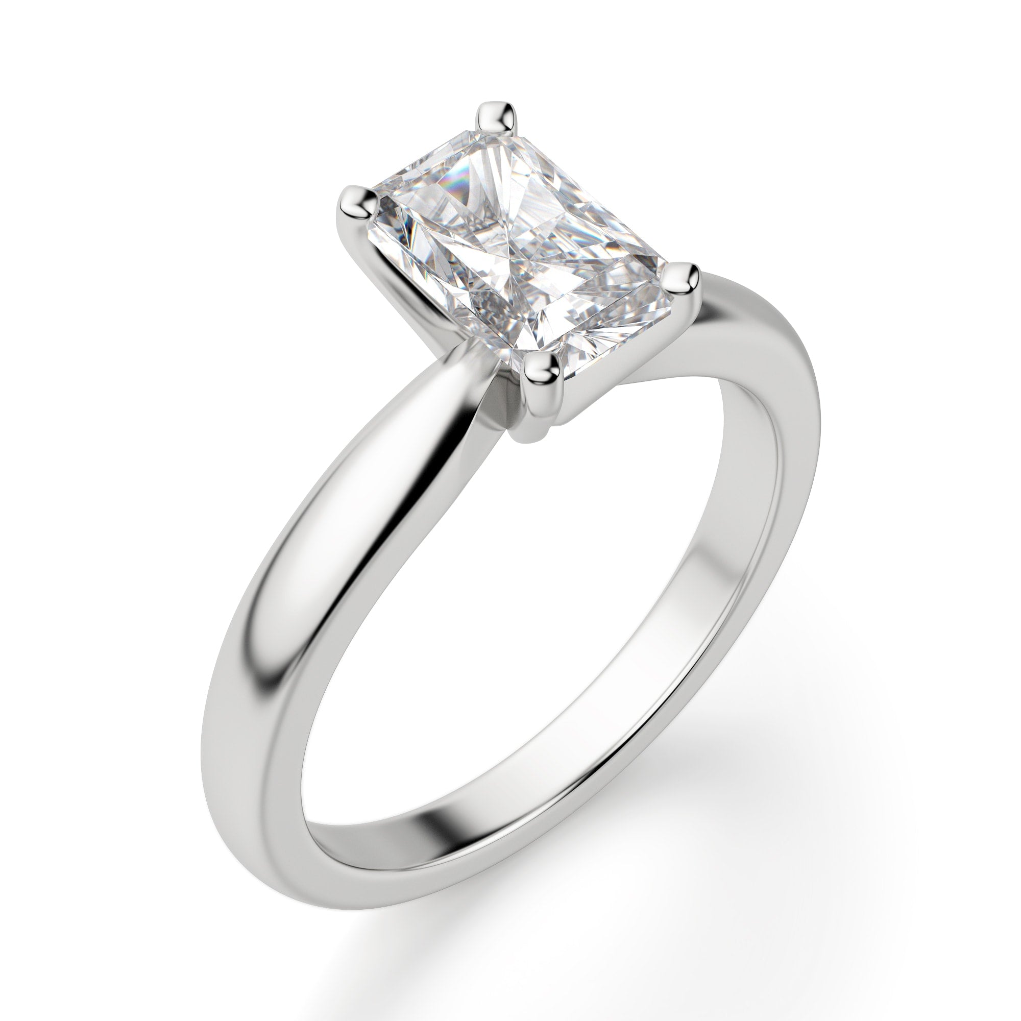 Radiant Cut Moissanite Solitaire Engagement Ring