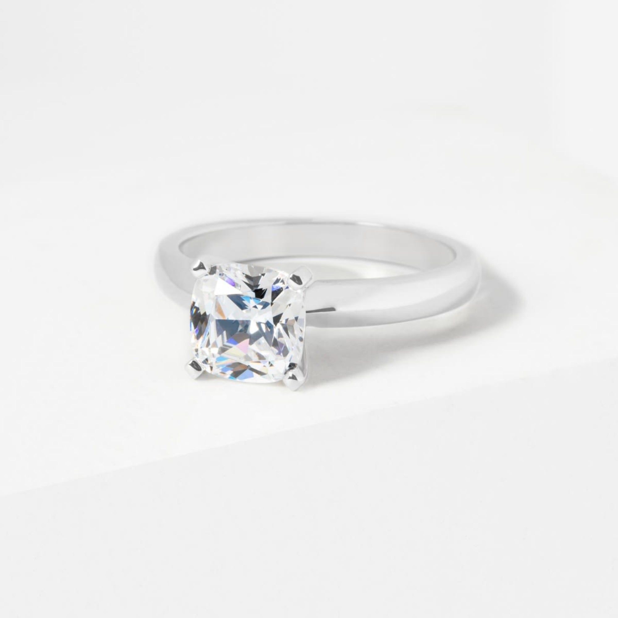 Solitaire Cushion Cut Engagement Rings