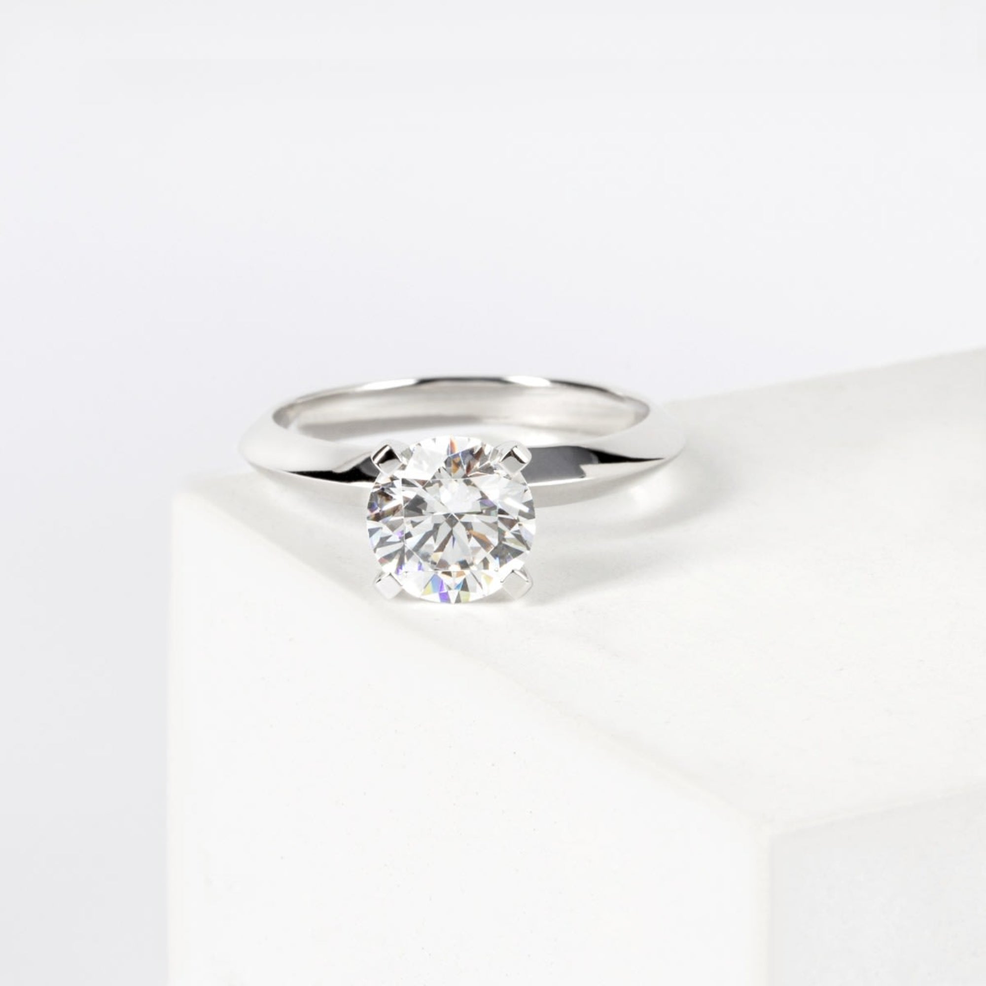 Knife Edge Round Cut Solitaire Engagement Ring