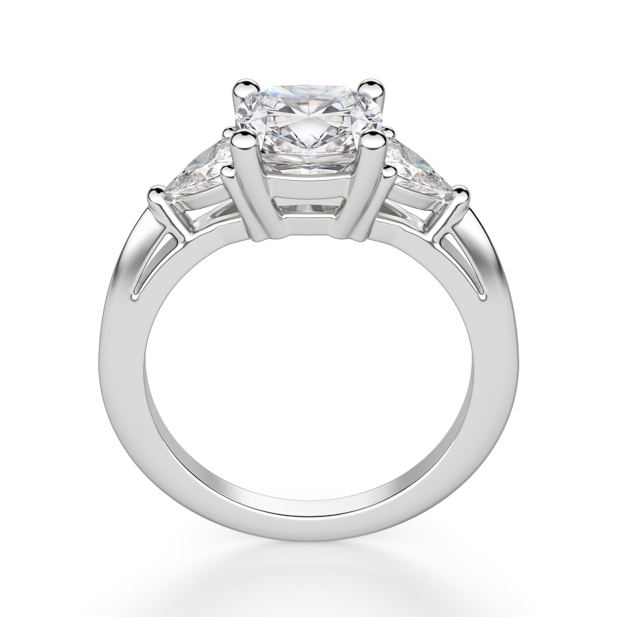 Cushion Cut Three Stone Moissanite Engagement Ring