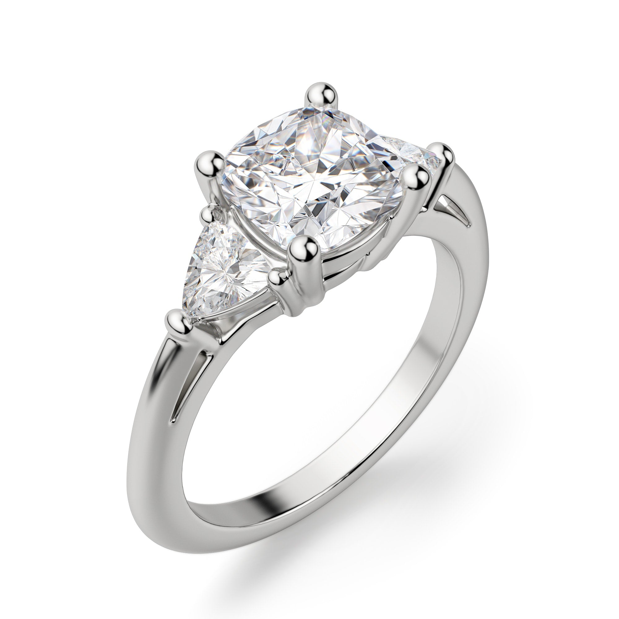 Cushion Cut Three Stone Moissanite Engagement Ring