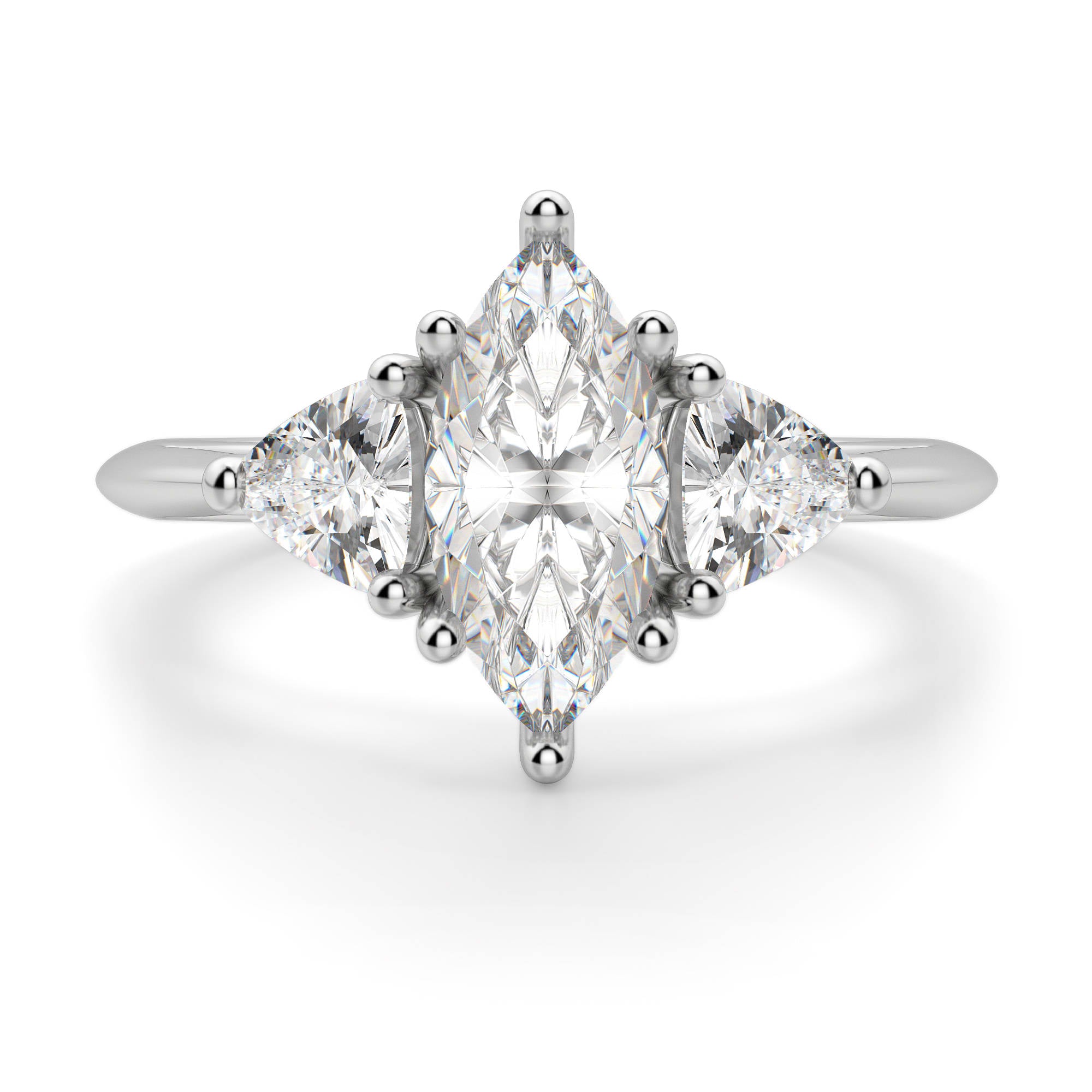 Marquise Cut Moissnaite Three Stone Ring