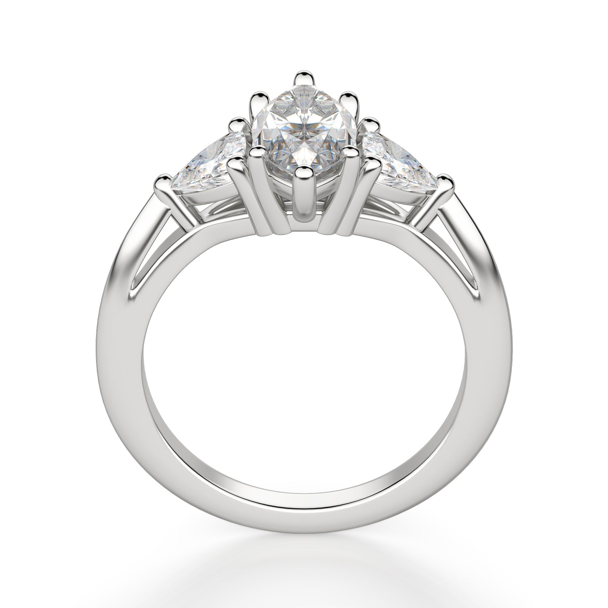 Marquise Cut Moissnaite Three Stone Ring