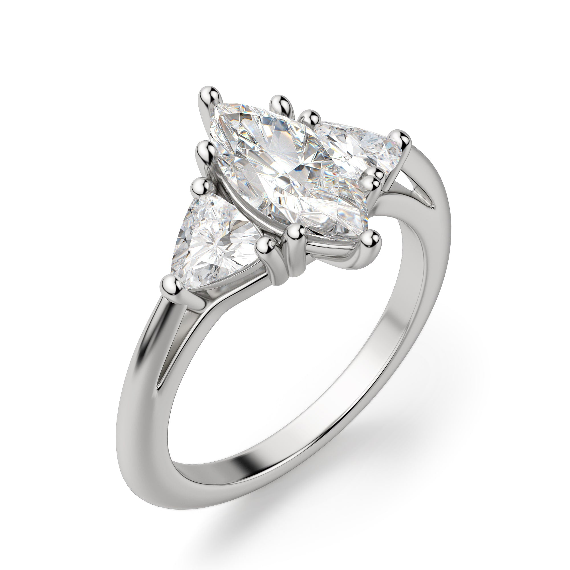 Marquise Cut Moissnaite Three Stone Ring