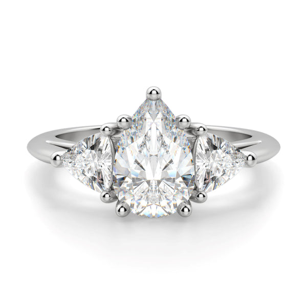 Pear Cut Three Stone Moissanite Engagement Ring