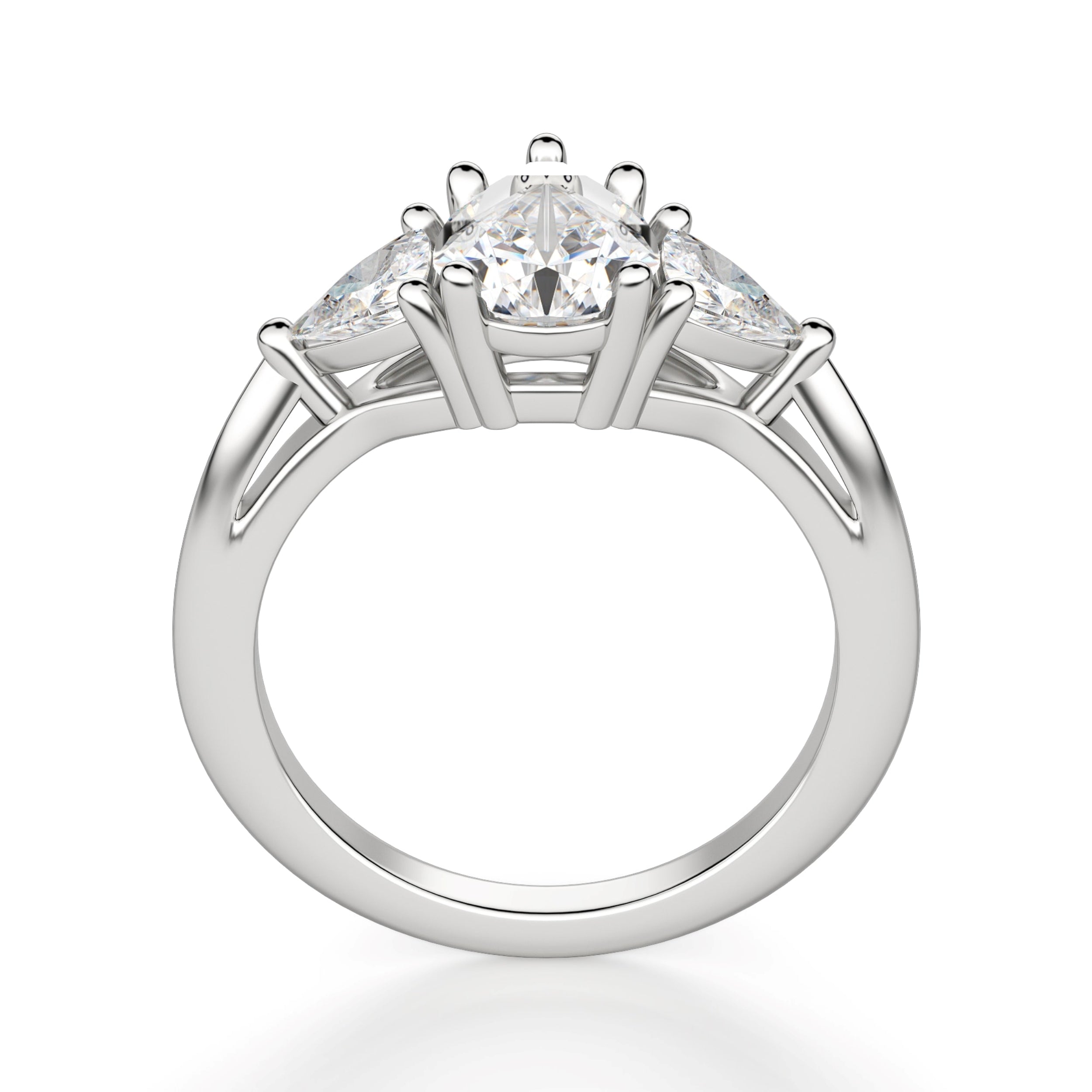 Pear Cut Three Stone Moissanite Engagement Ring