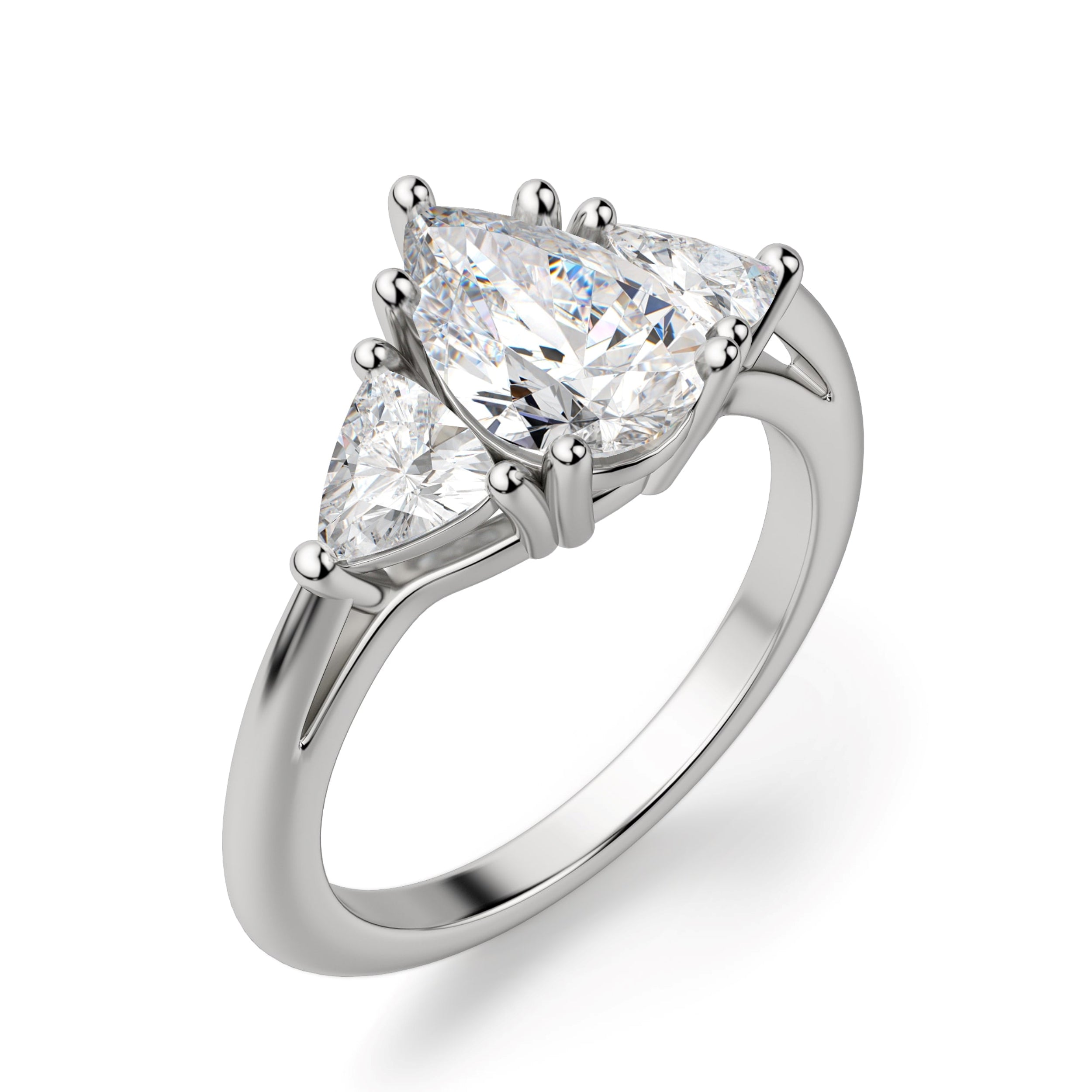 Pear Cut Three Stone Moissanite Engagement Ring