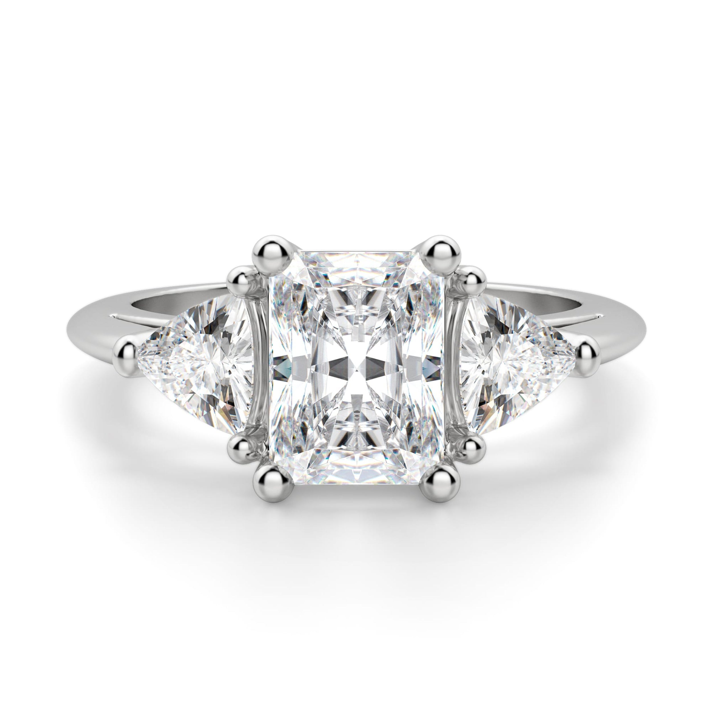 Radiant Cut Three Stone Moissanite Engagement Ring