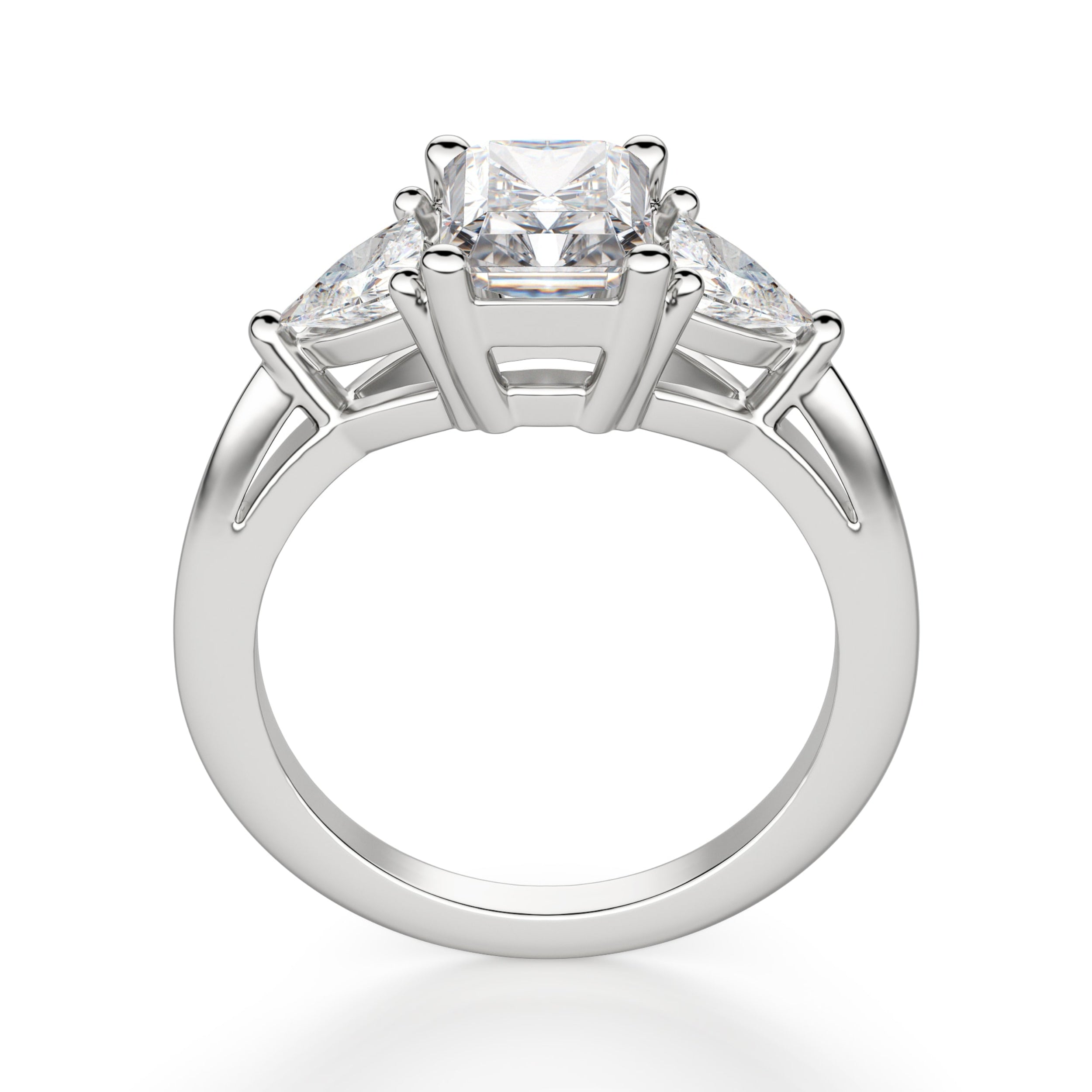 Radiant Cut Three Stone Moissanite Engagement Ring