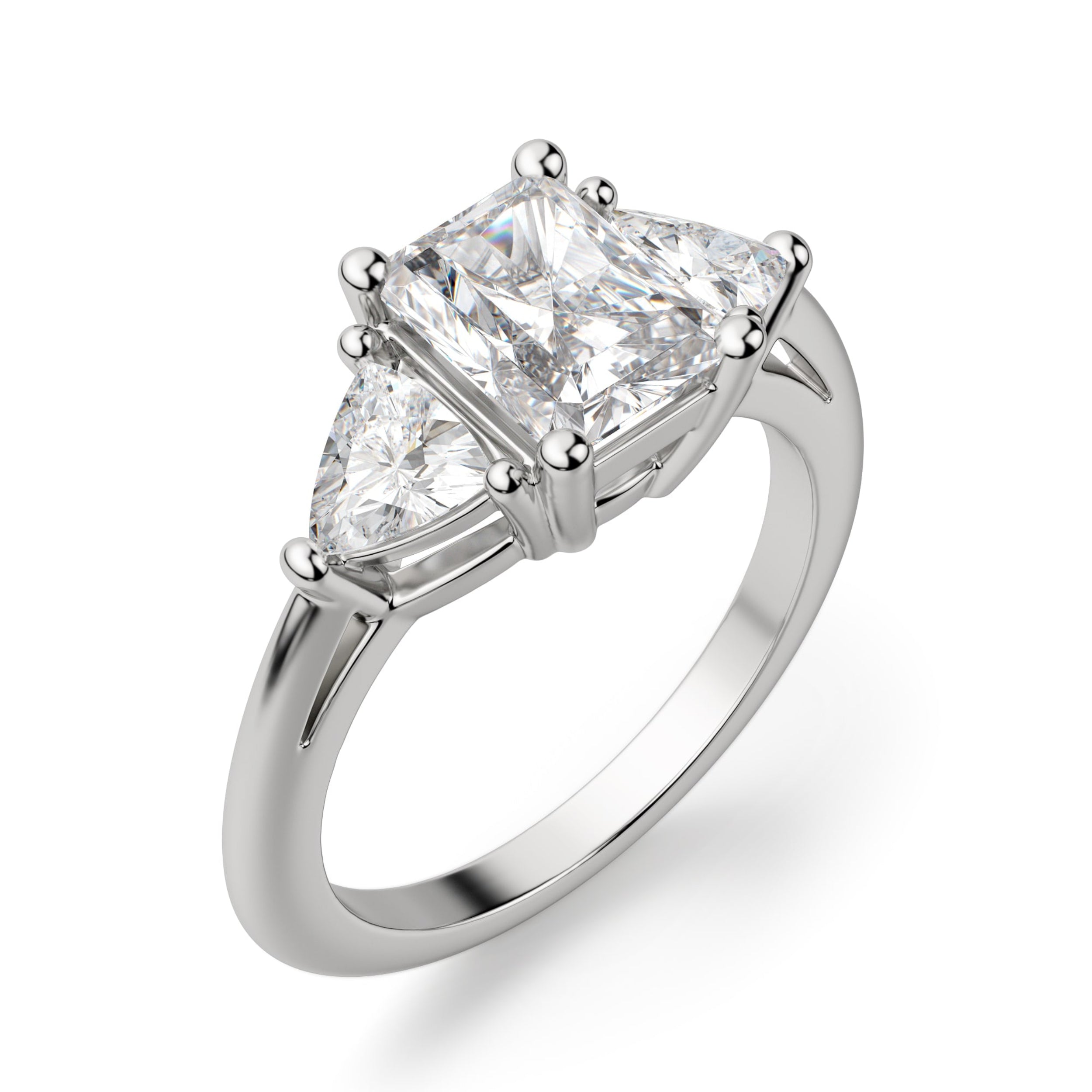 Radiant Cut Three Stone Moissanite Engagement Ring