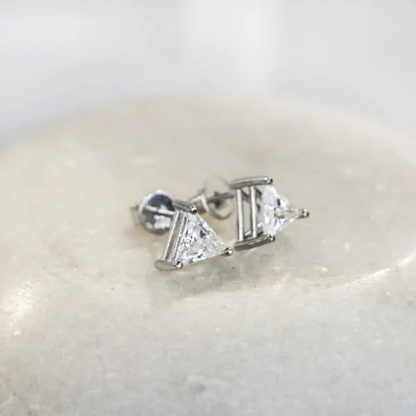Trillion Cut Push Back Stud Earrings