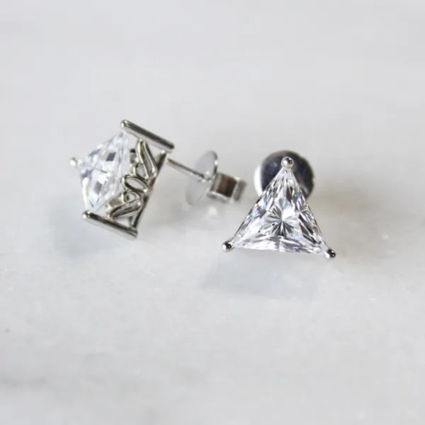 Trillion Cut Moissanite Stud Earrings