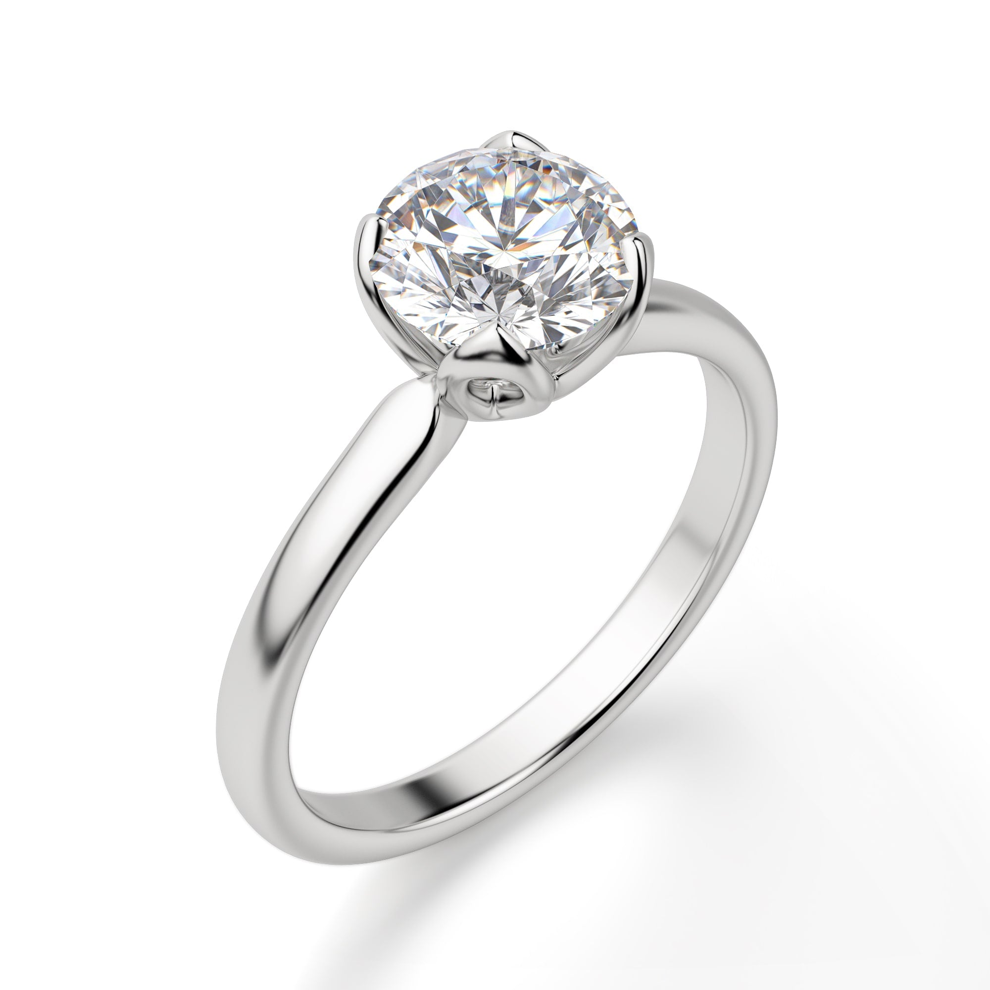 Tulip Brilliant Round Cut Solitaire Engagement Ring