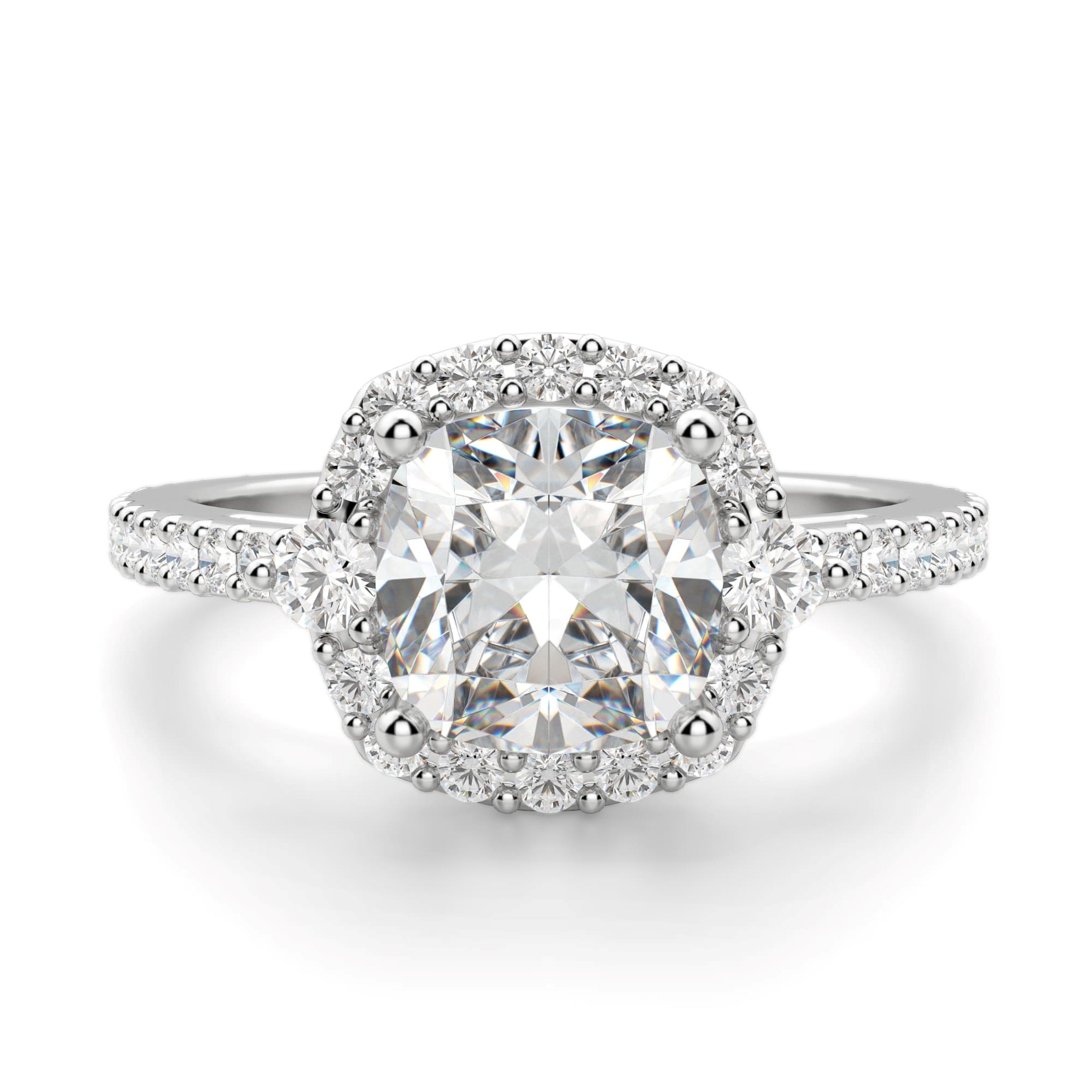 Cushion Cut Halo Moissanite Engagement Ring