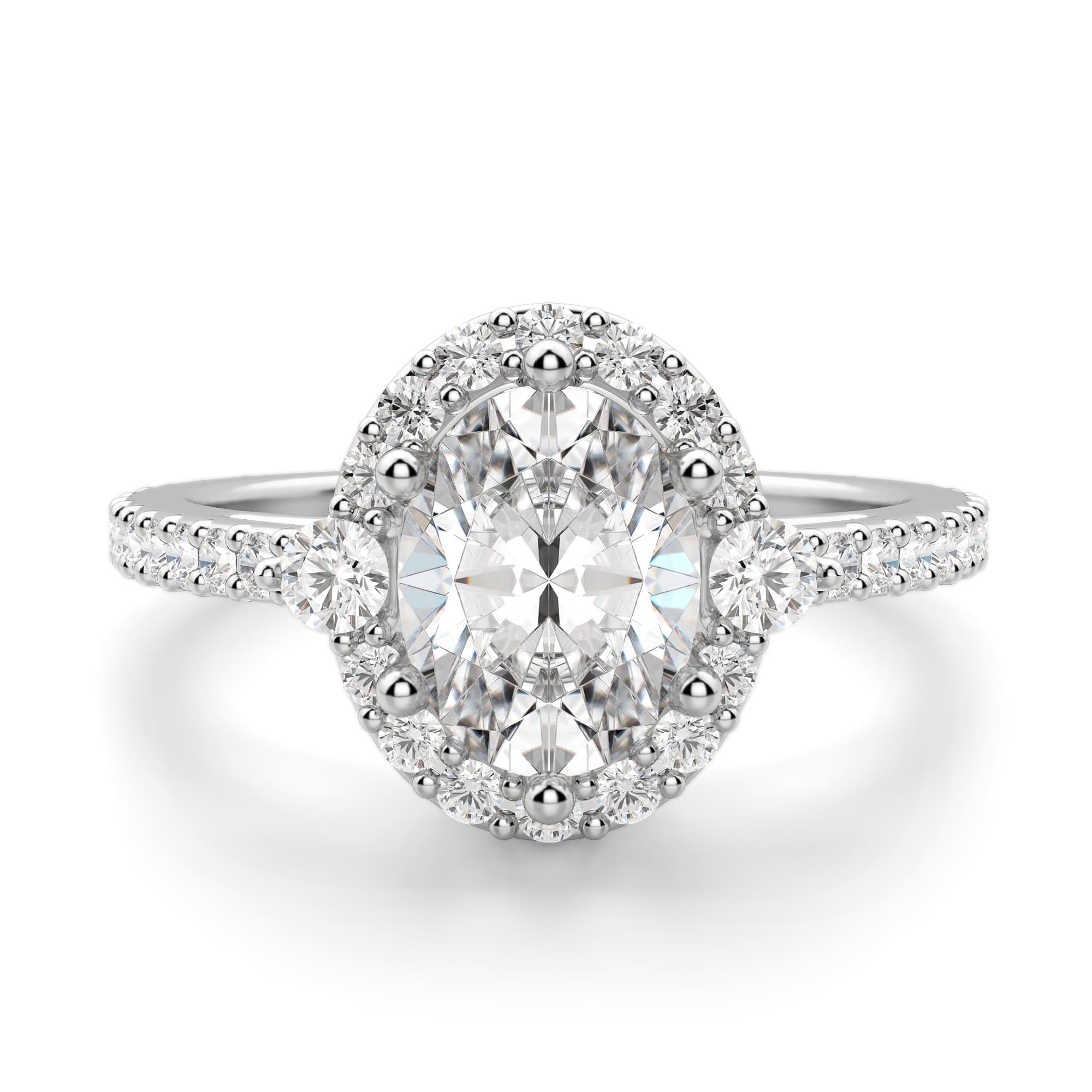 Oval Cut Moissanite Halo Engagement Ring