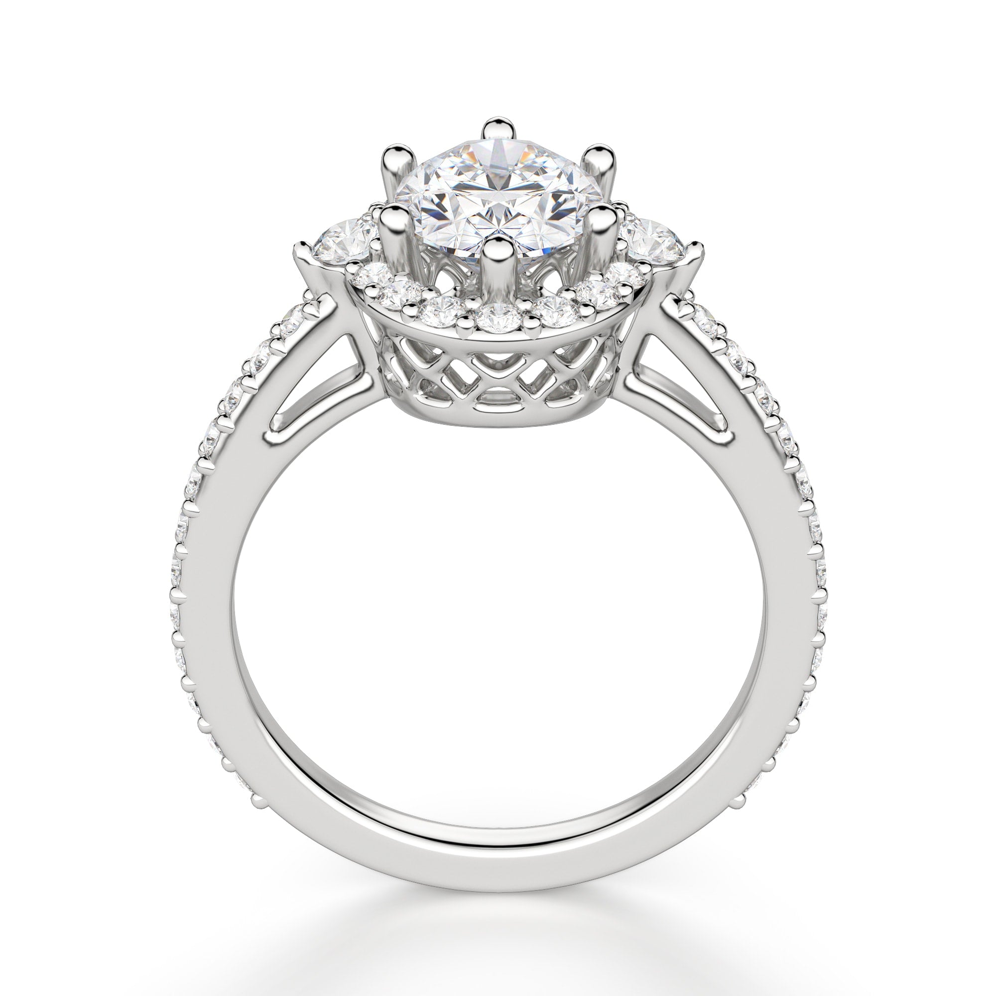 Oval Cut Moissanite Halo Engagement Ring