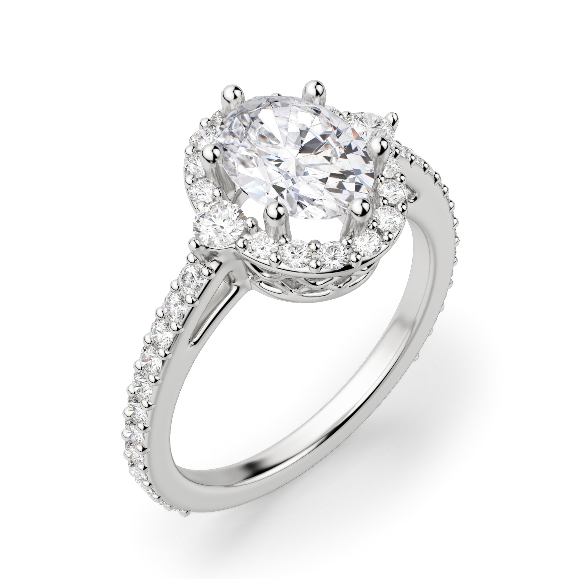 Oval Cut Moissanite Halo Engagement Ring