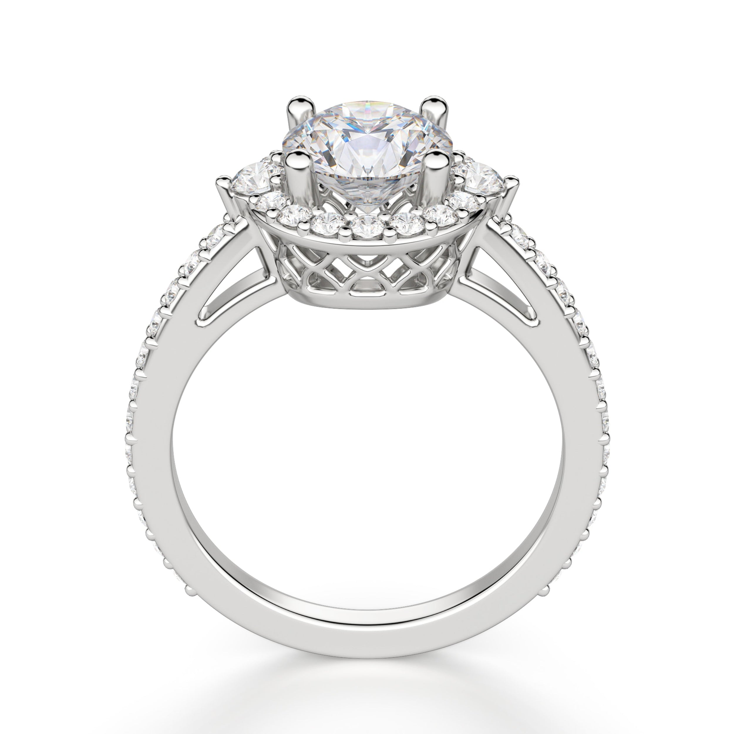 Tuscany Round Cut Moissanite Engagement Halo Ring