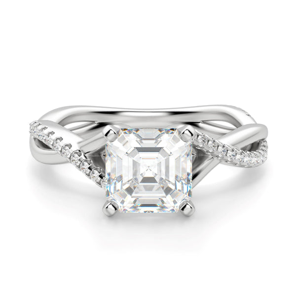 Asscher Cut Moissanite Diamond Engagement Ring