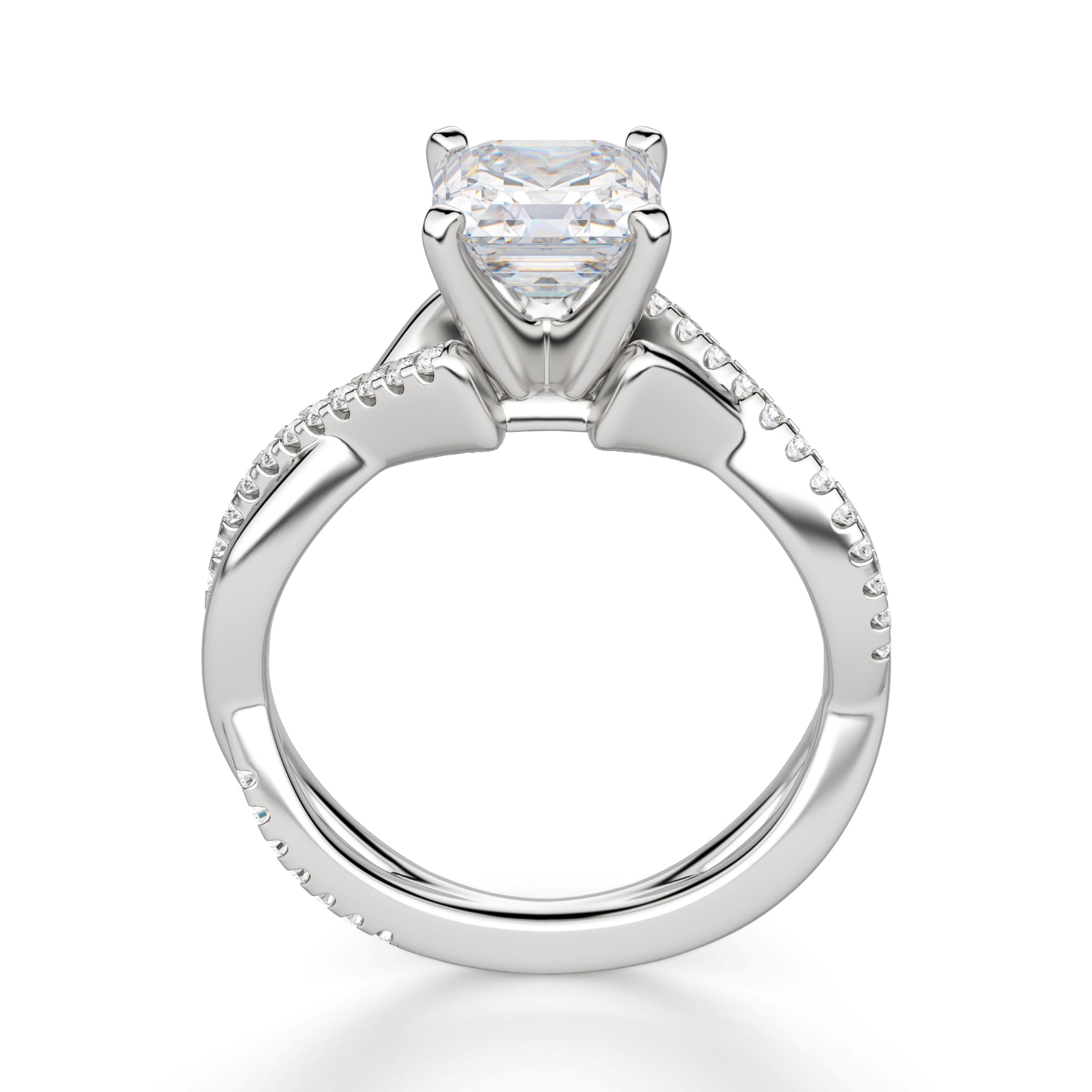 Asscher Cut Moissanite Diamond Engagement Ring