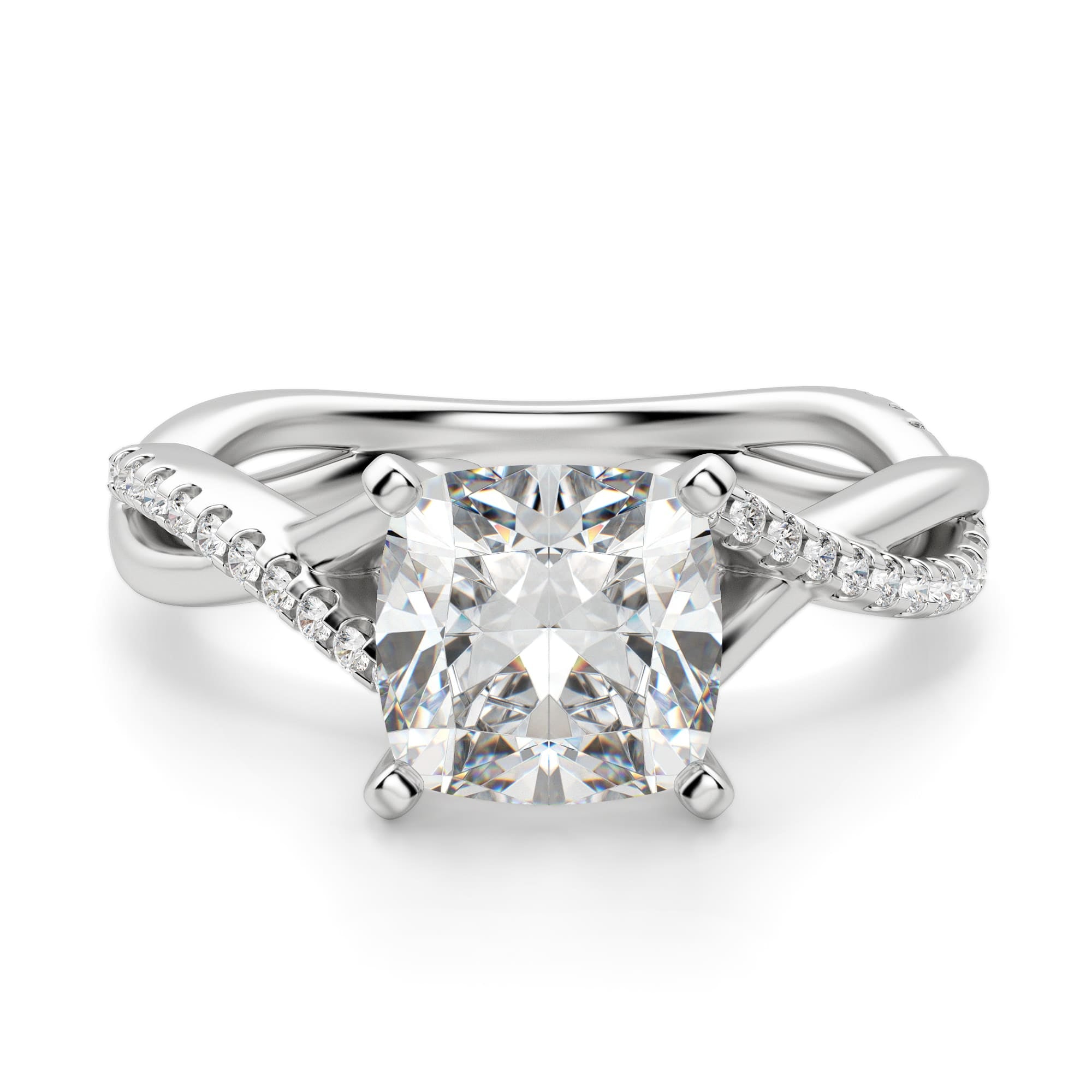 Cushion Cut Twisted Moissanite Engagement Ring