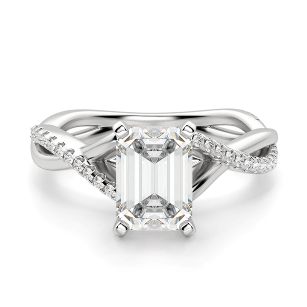 Emerald Cut Twisted Moissanite Engagement Ring