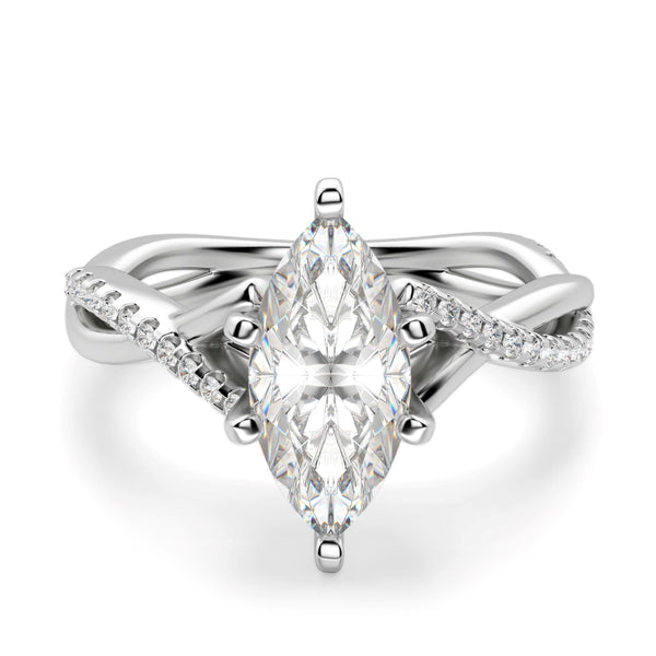 Marquise Cut Twisted Moissanite Engagement Ring