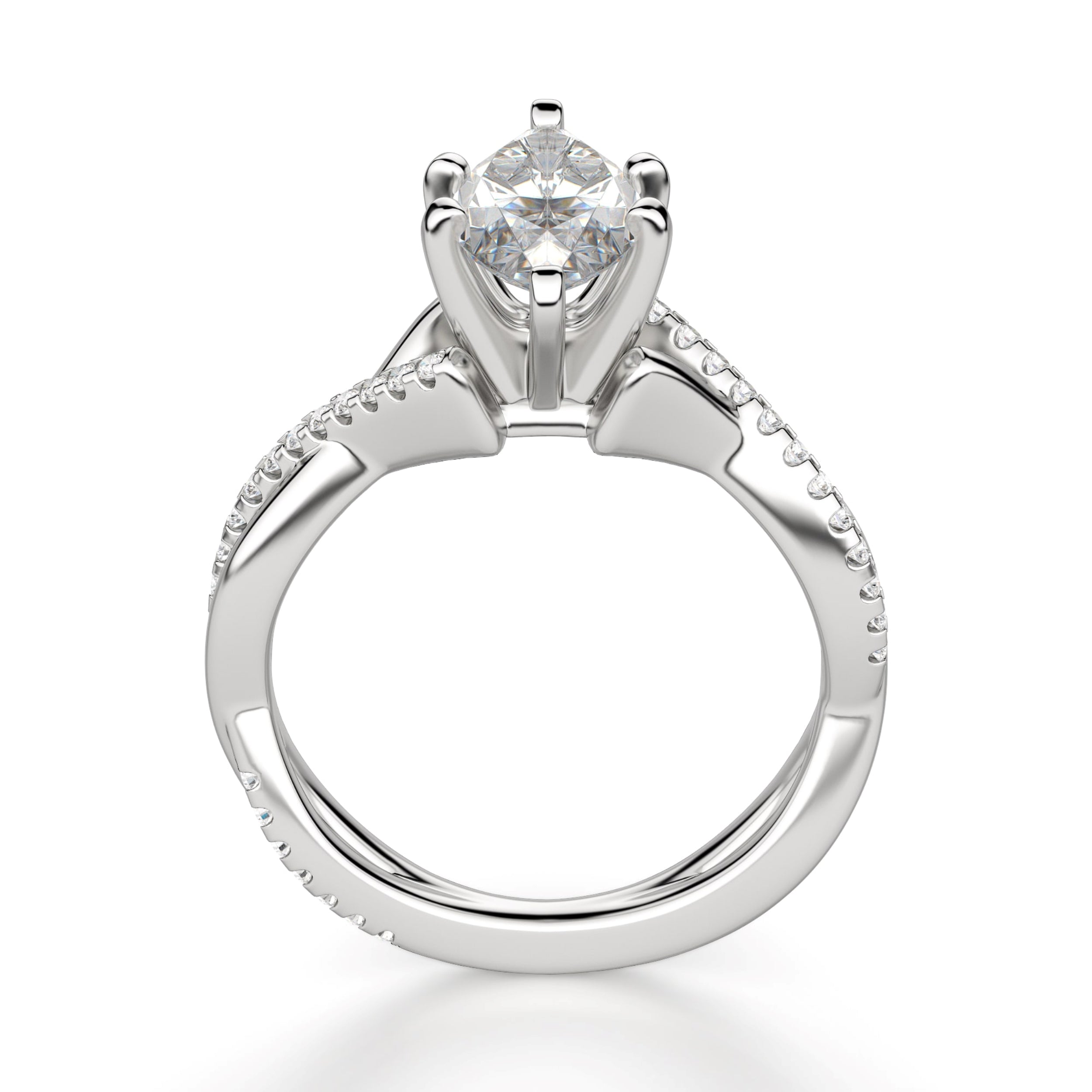 Marquise Cut Twisted Moissanite Engagement Ring