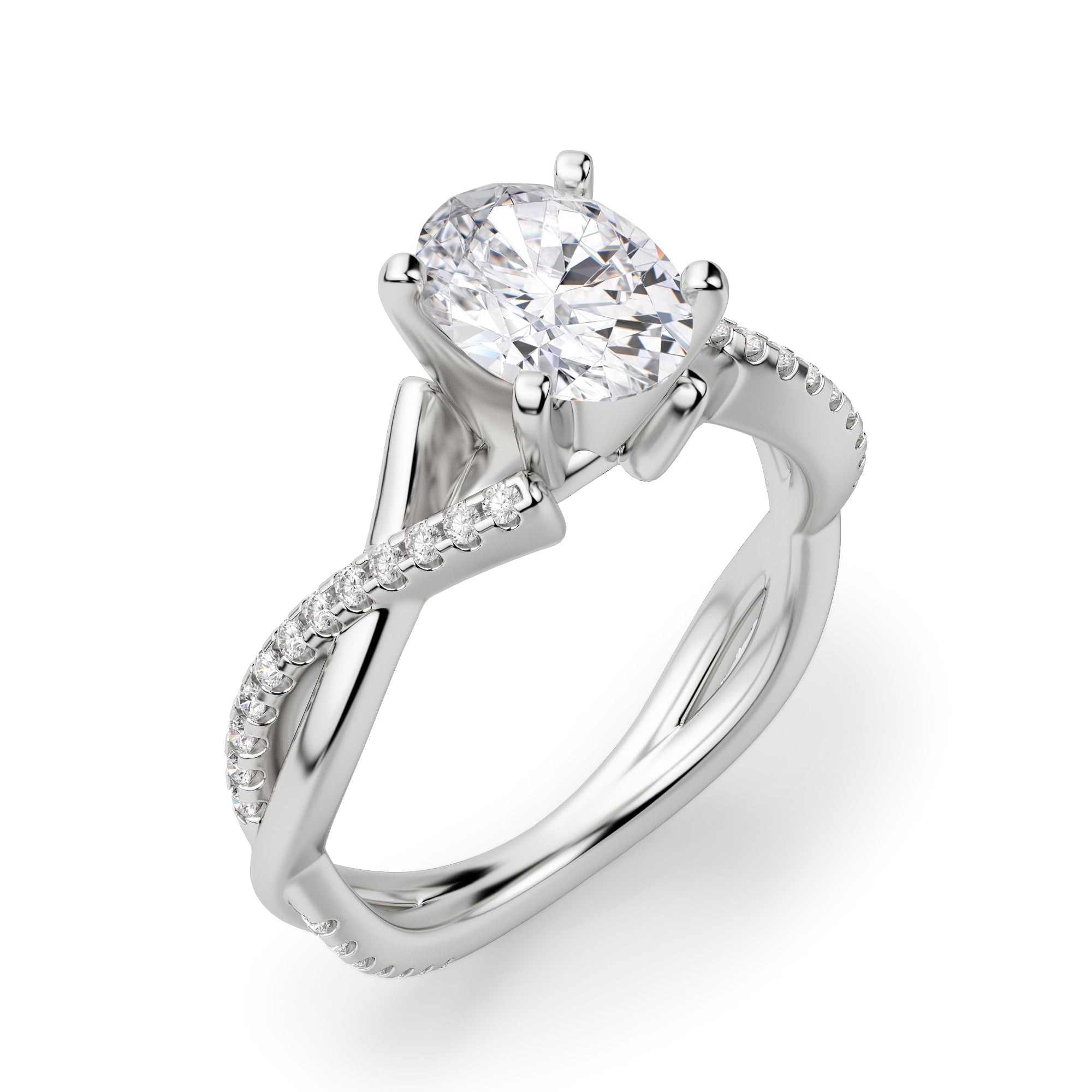 Oval Cut Twisted Engagement Ring for Women's