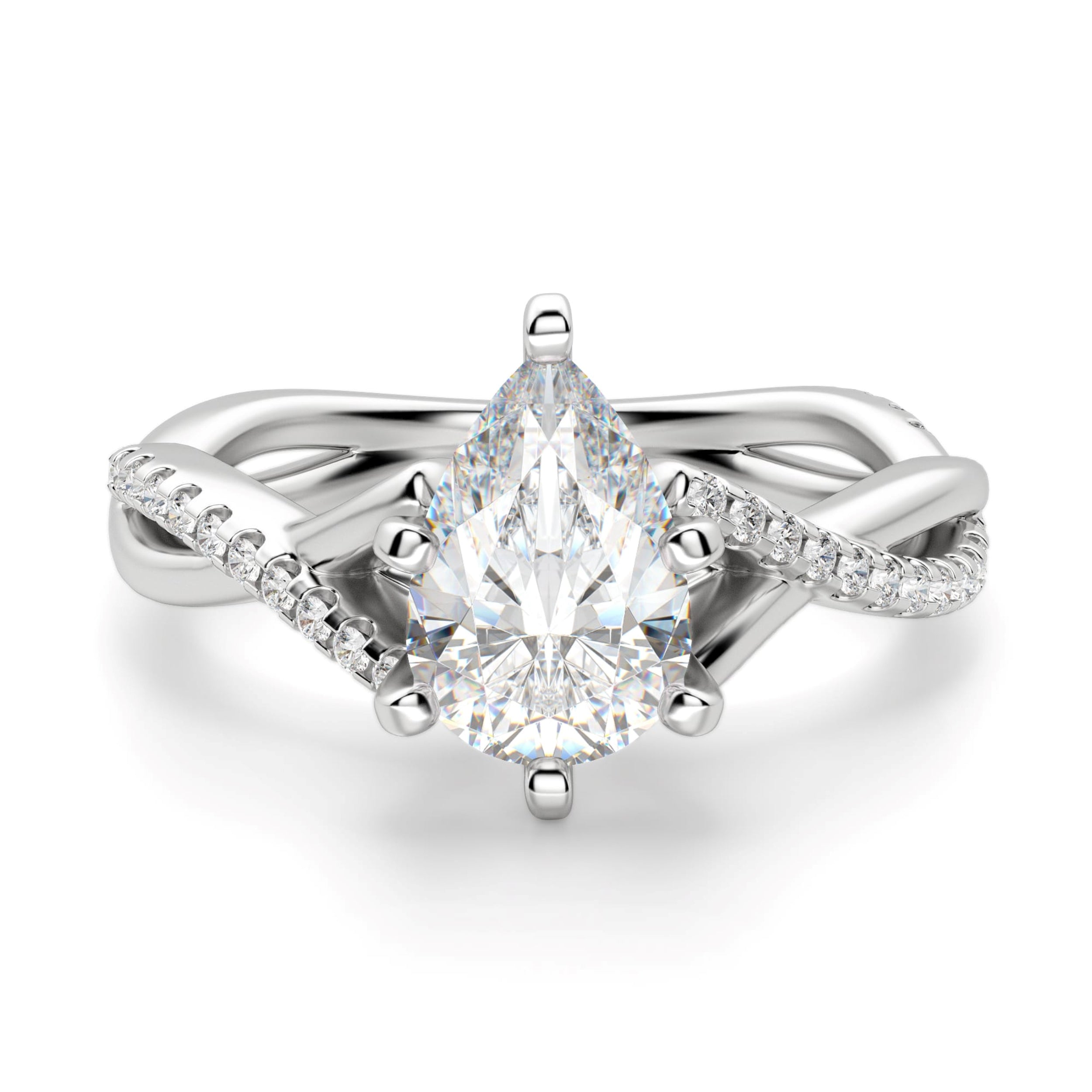 Pear Cut  Lab Grown Diamond Twisted Engagement Rings