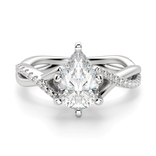 Pear Cut  Lab Grown Diamond Twisted Engagement Rings