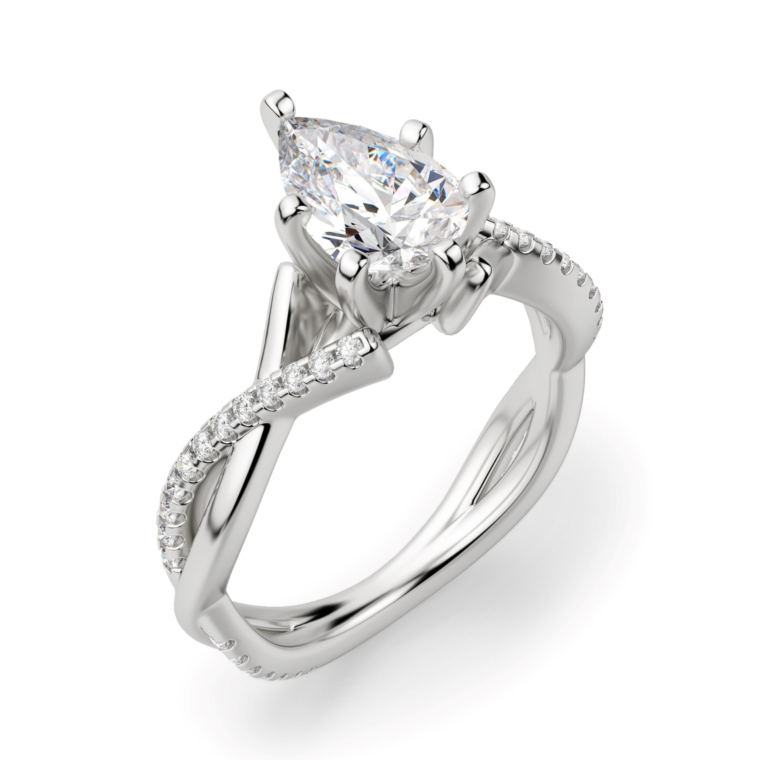Pear Cut  Lab Grown Diamond Twisted Engagement Rings