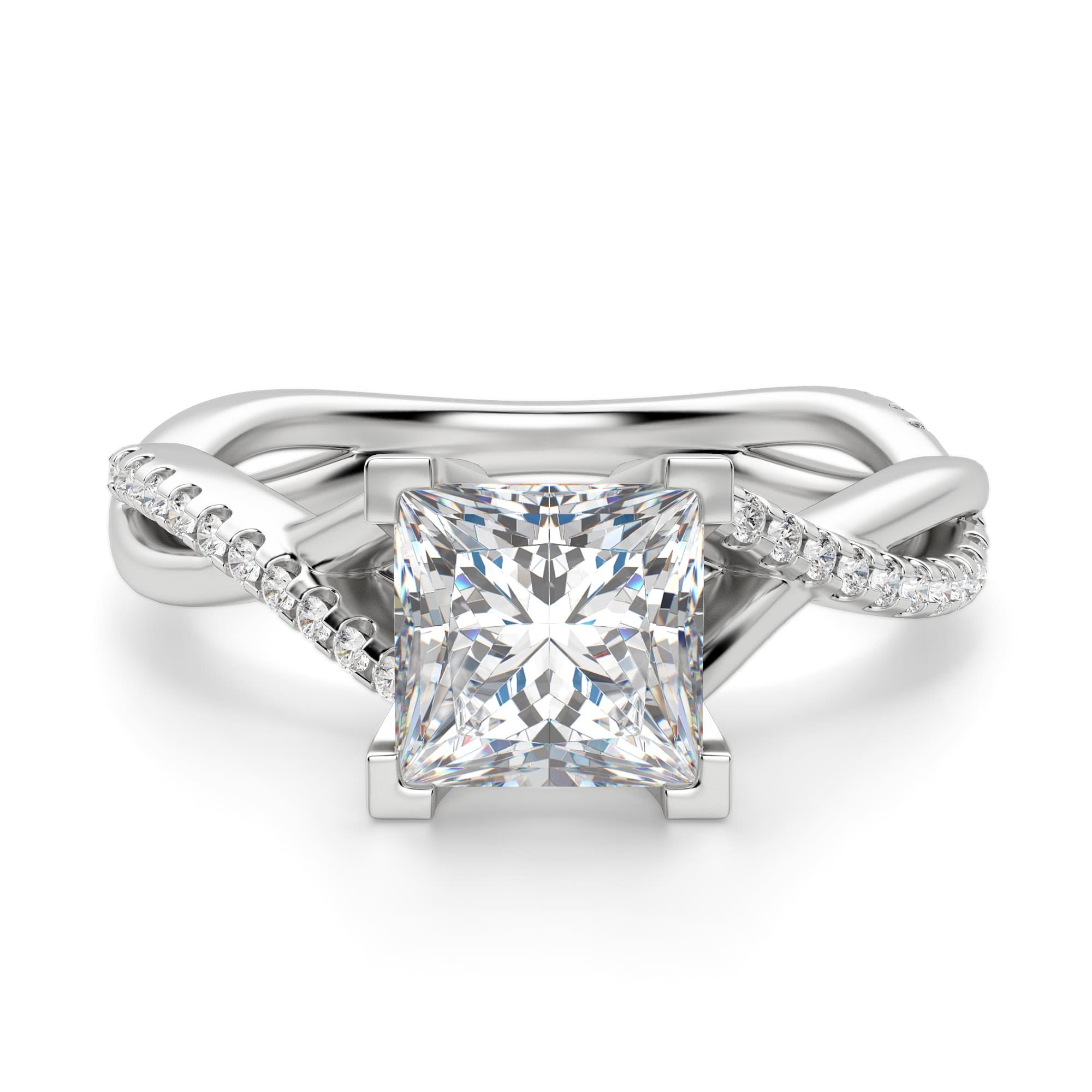 Princess Cut Twisted Moissanite Engagement Ring