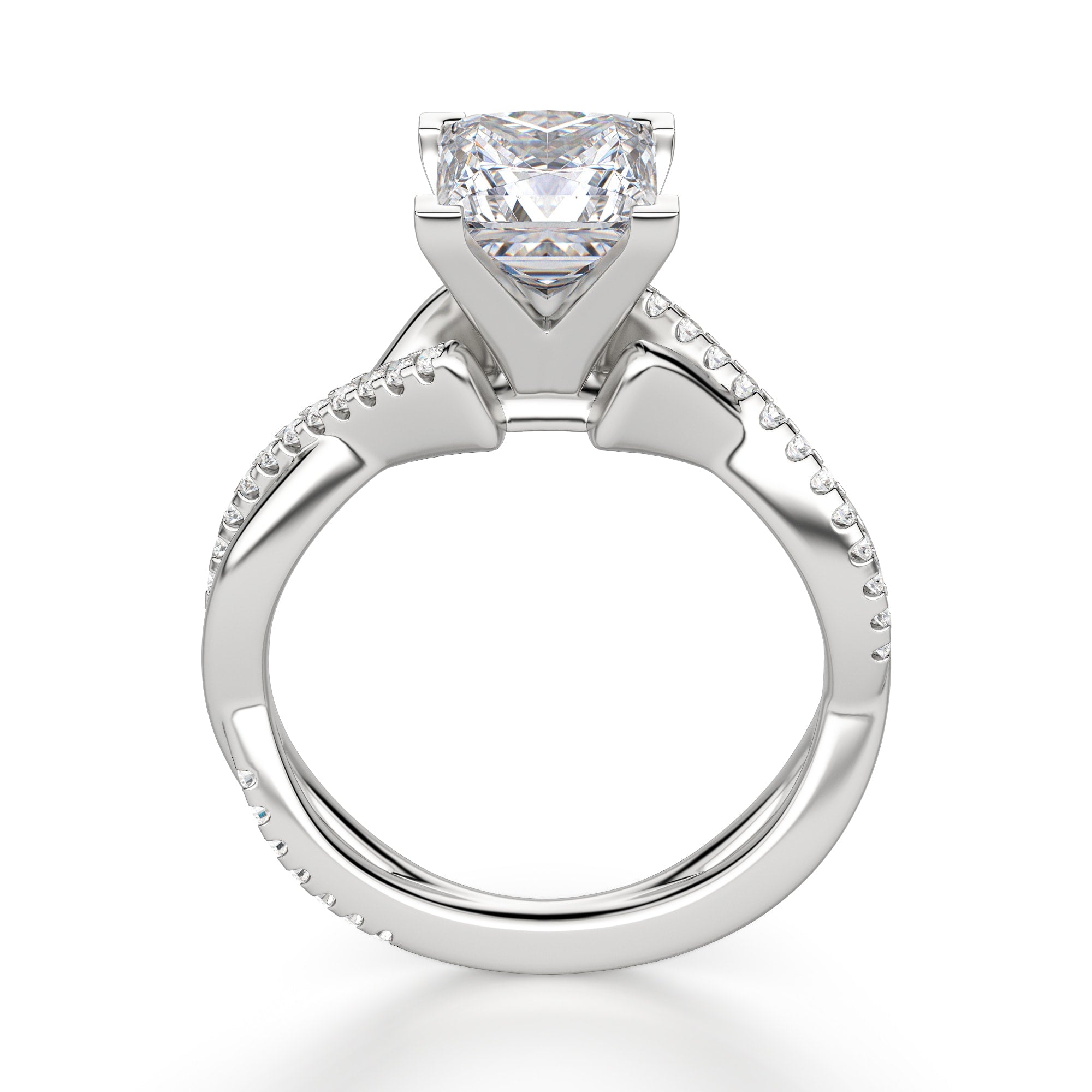 Princess Cut Twisted Moissanite Engagement Ring