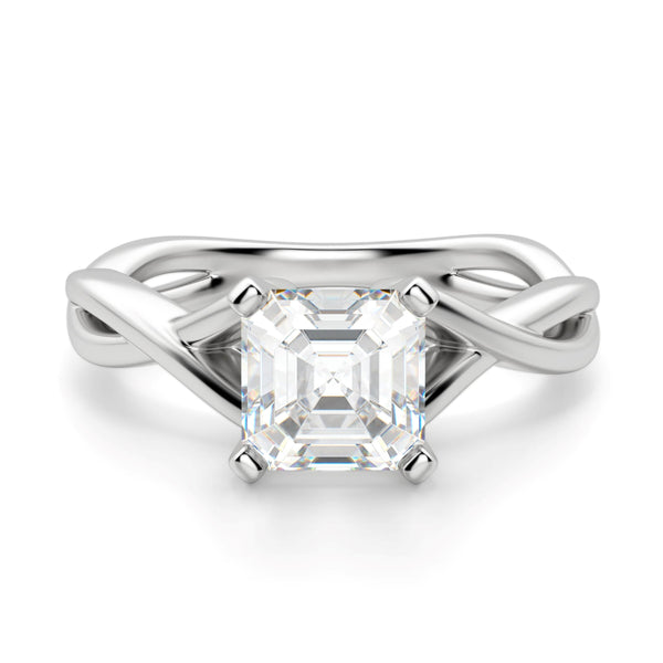 Asscher Cut Twisted Moissanite Engagement Ring