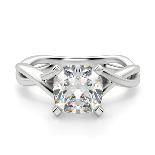 Cushion Cut Twisted Moissanite Engagement Ring