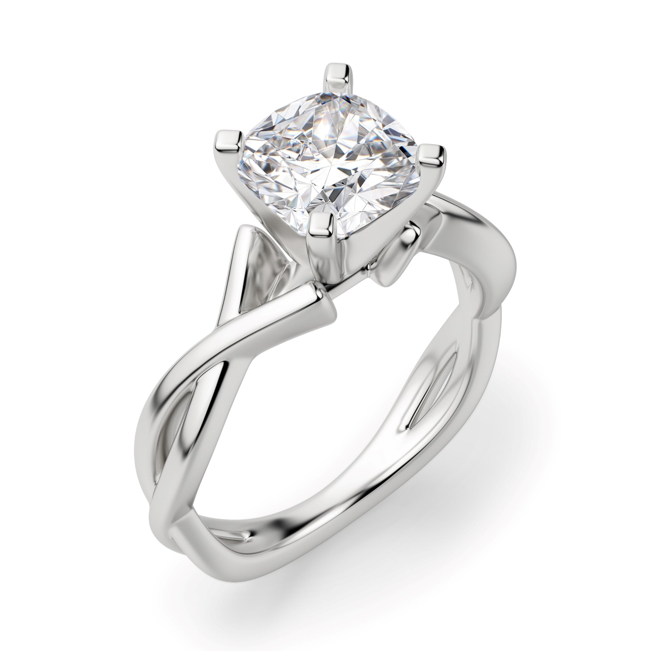 Cushion Cut Twisted Moissanite Engagement Ring