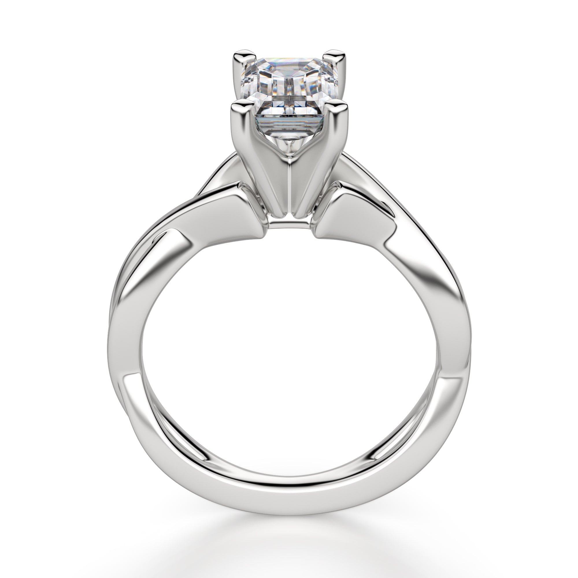 Emerald Cut Moissanite Twisted Engagement Ring