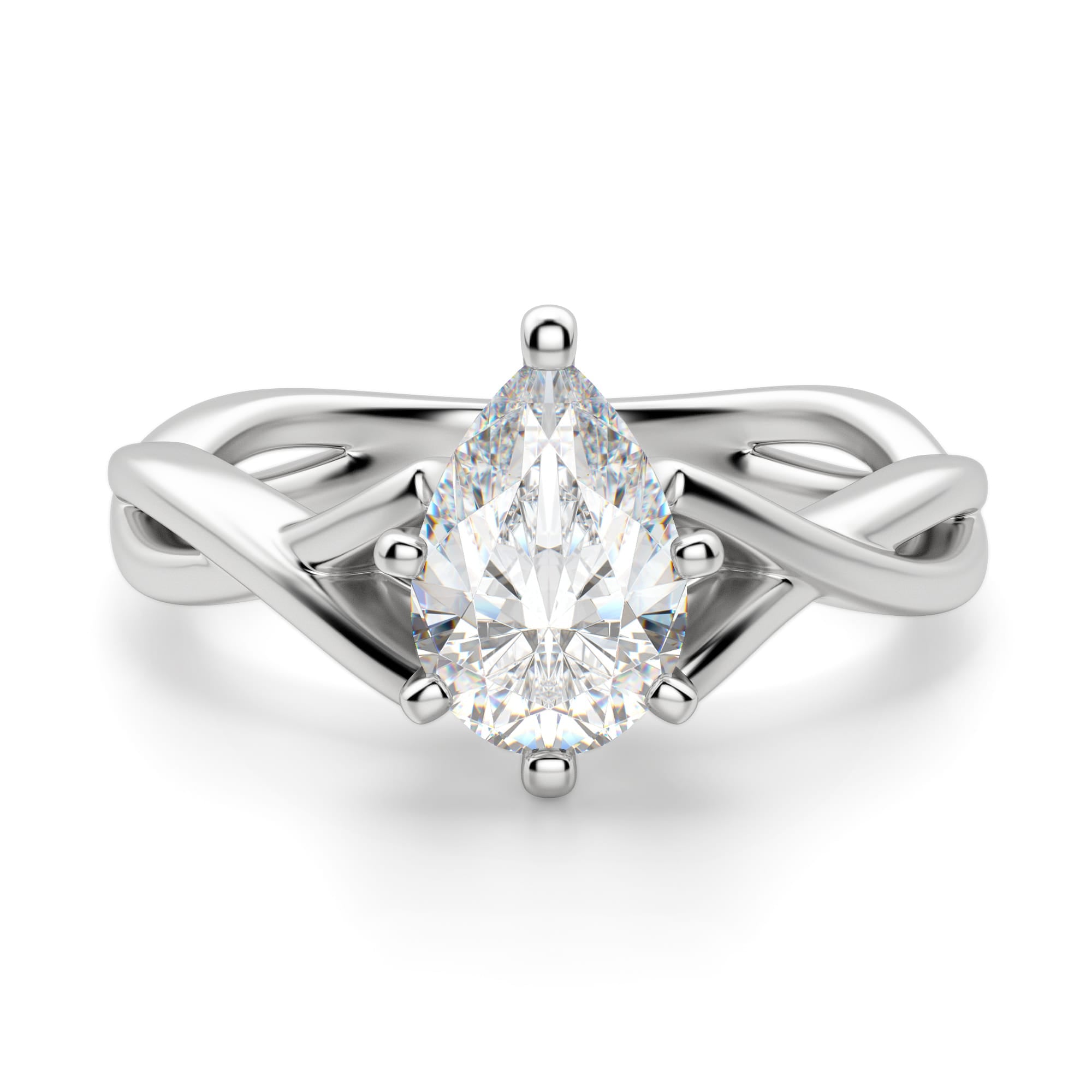 Pear Cut Moissanite Twisted Engagement Ring