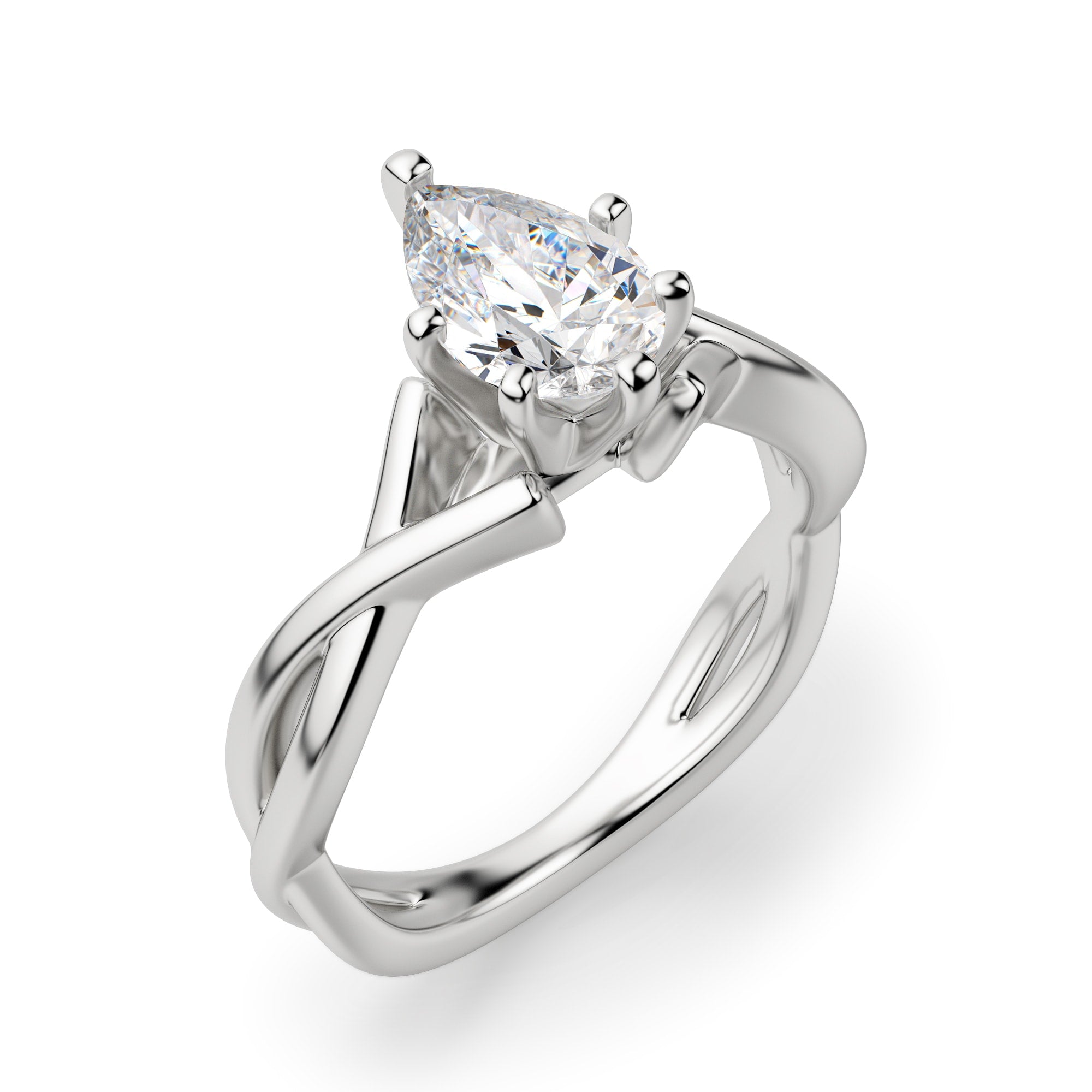 Pear Cut Moissanite Twisted Engagement Ring