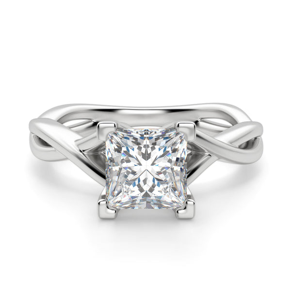 Princess Cut Twisted Moissanite Engagement Ring