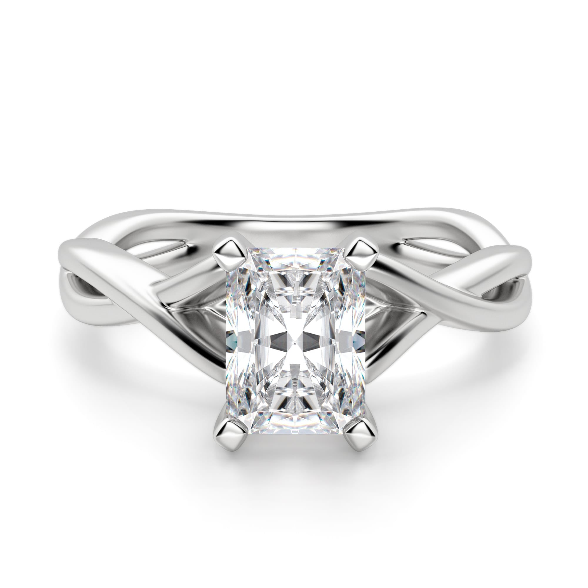 Radiant Cut Twisted Moissanite Engagement Ring
