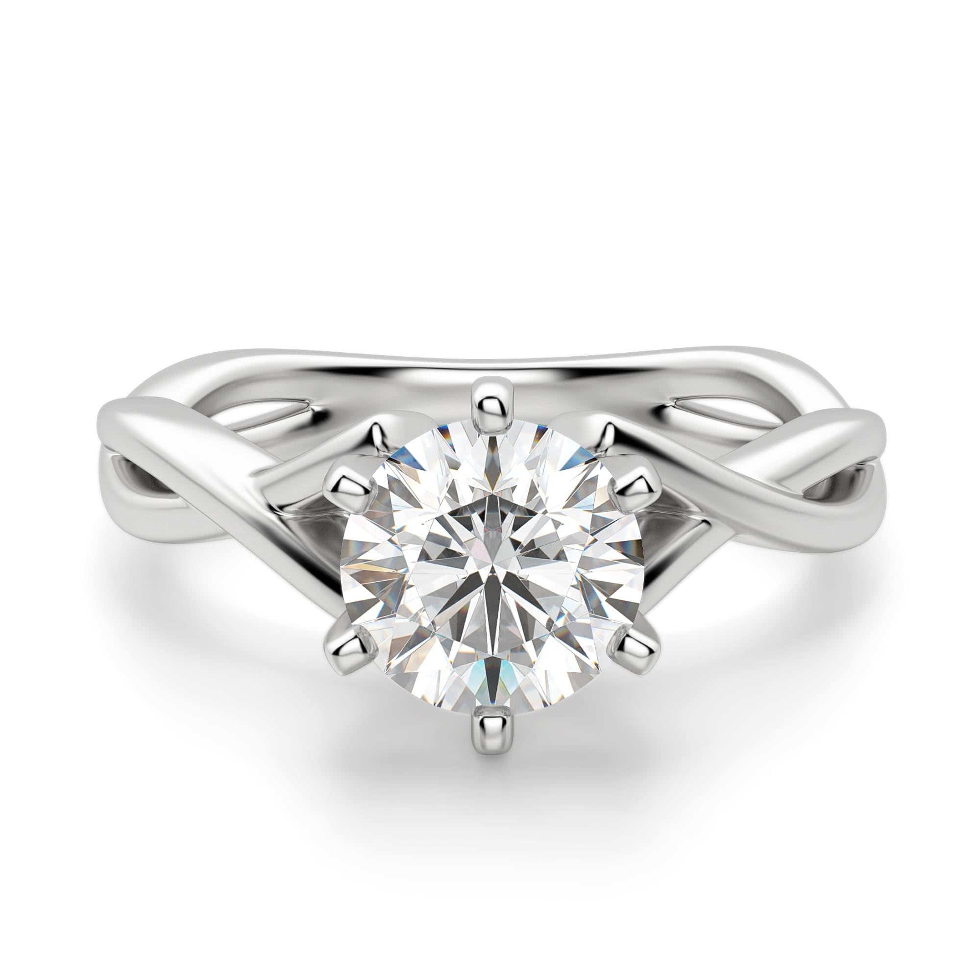 Brilliant Round Cut Twisted Moissanite Engagement Ring