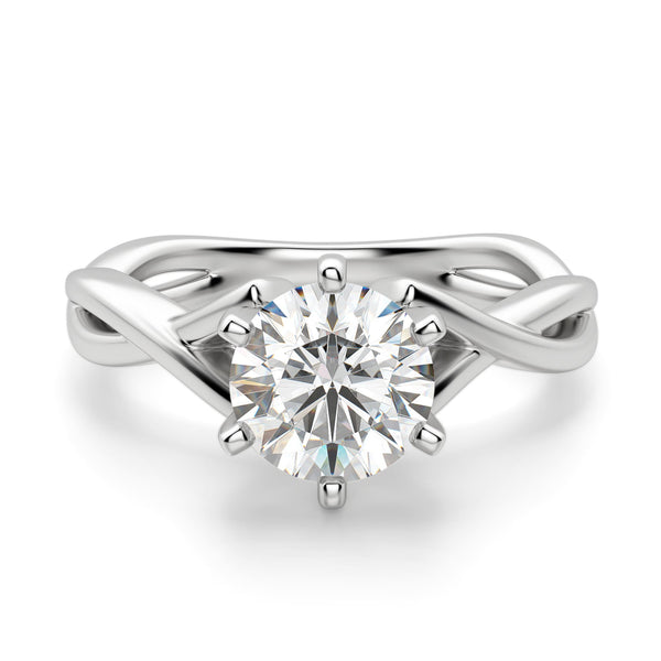 Brilliant Round Cut Twisted Moissanite Engagement Ring