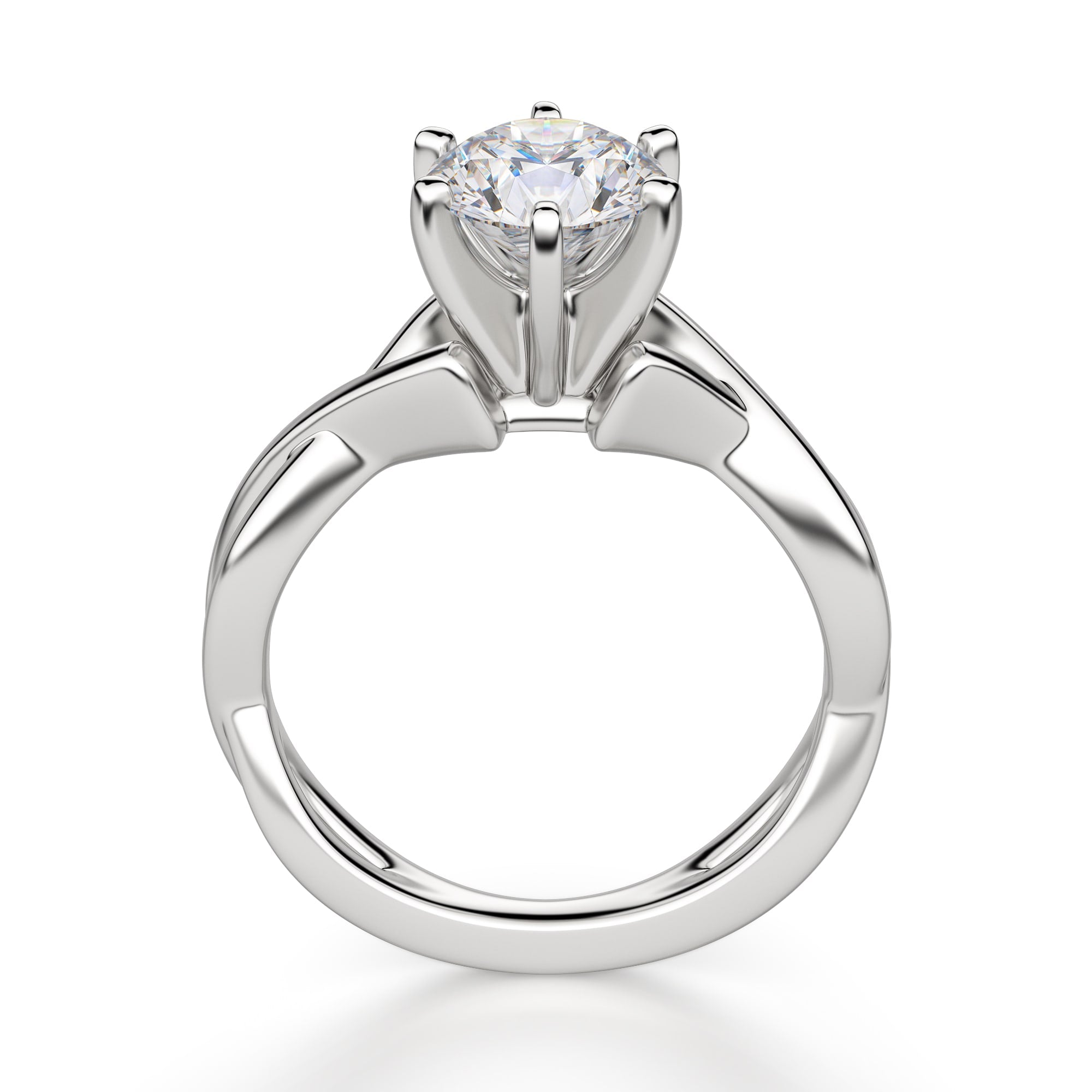 Brilliant Round Cut Twisted Moissanite Engagement Ring
