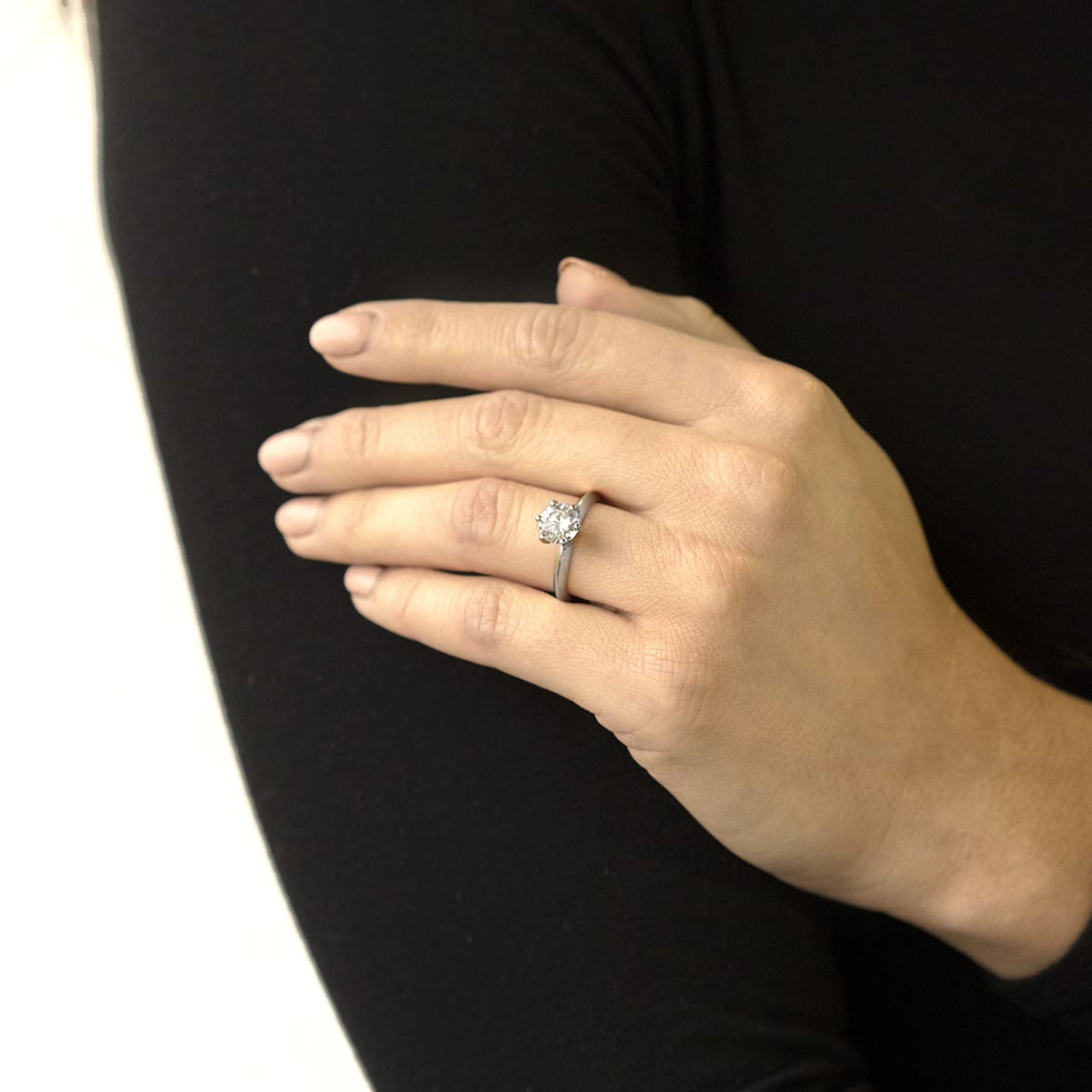 Six Prong Set Brilliant Round Cut Solitaire Engagement Ring