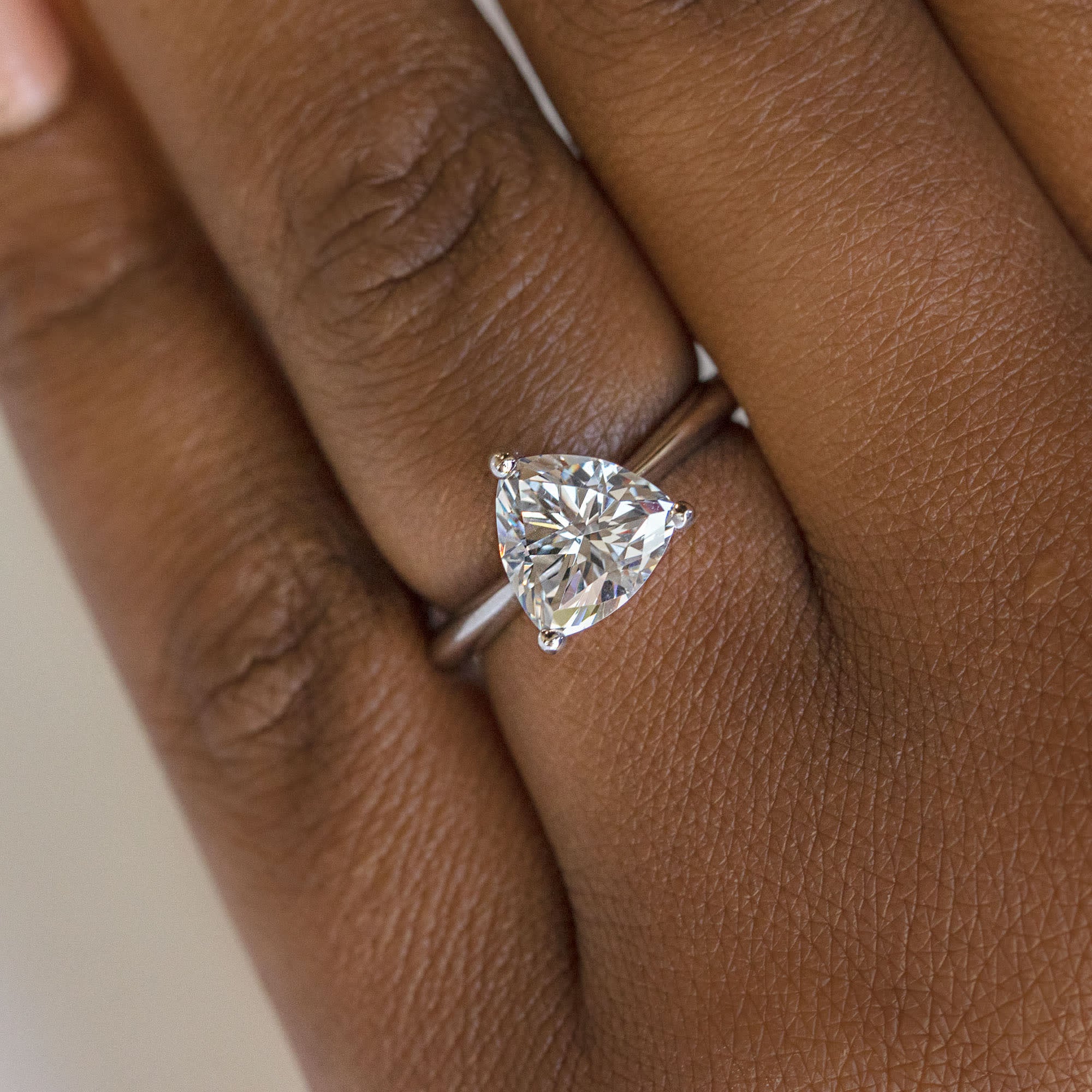 Moissanite Trillion Cut Solitaire Ring