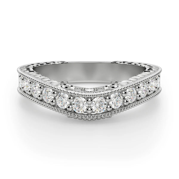 Curved Round Cut Moissanite Vintage Wedding Ring for Women