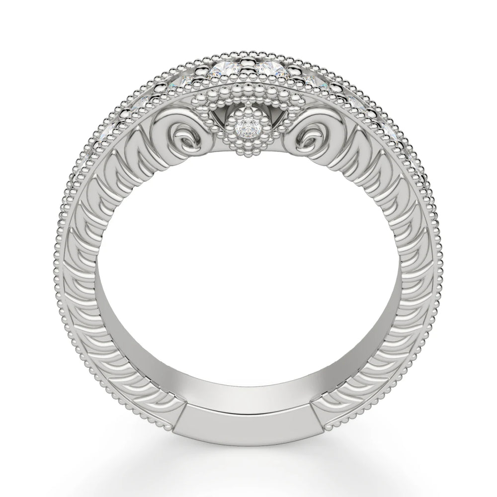 Curved Round Cut Moissanite Vintage Wedding Ring for Women