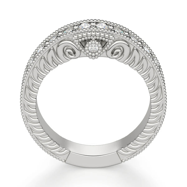 Curved Round Cut Moissanite Vintage Wedding Ring for Women